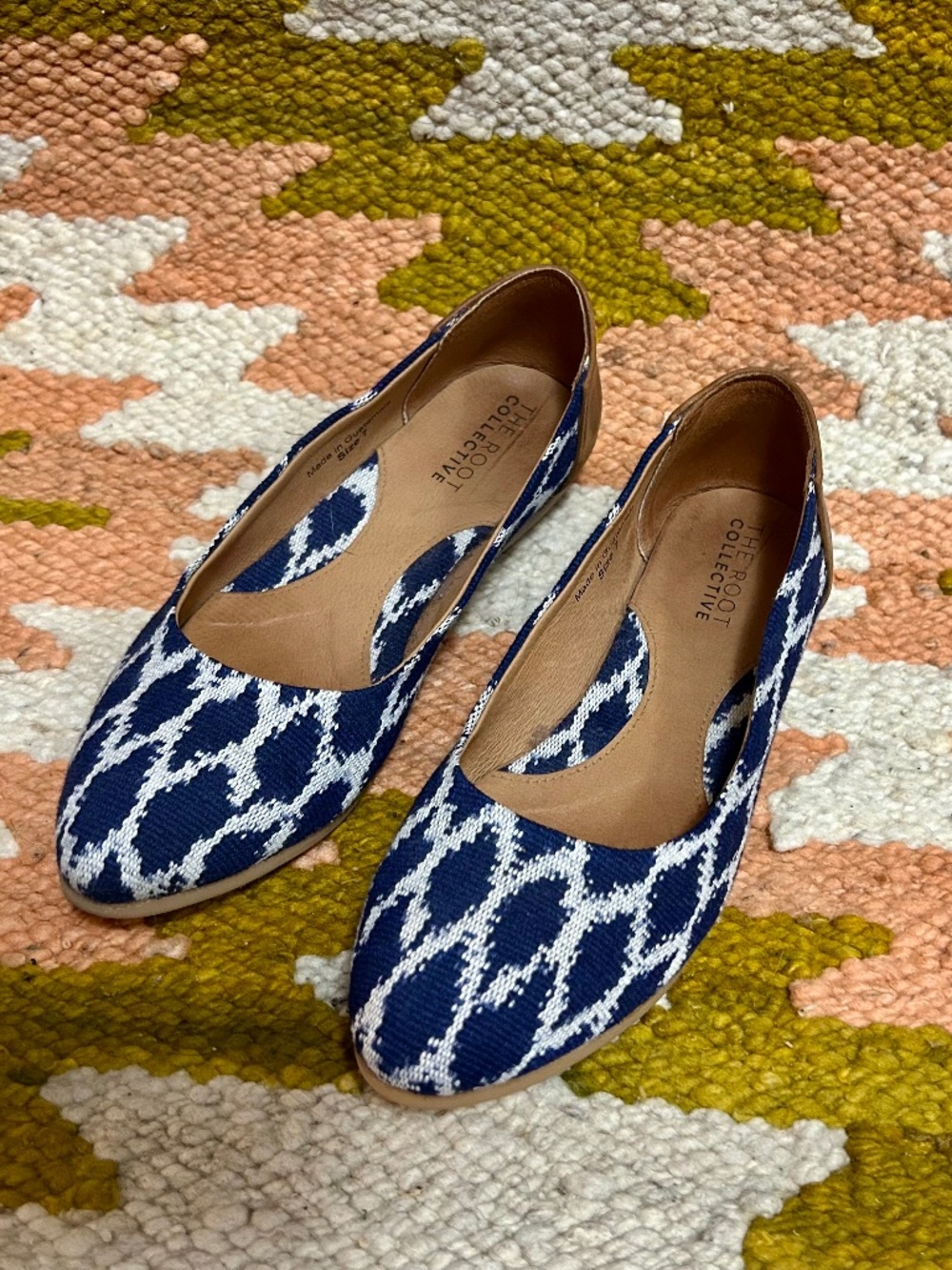 Blue Ikat Thea Flats, The Root Collective, Size 7